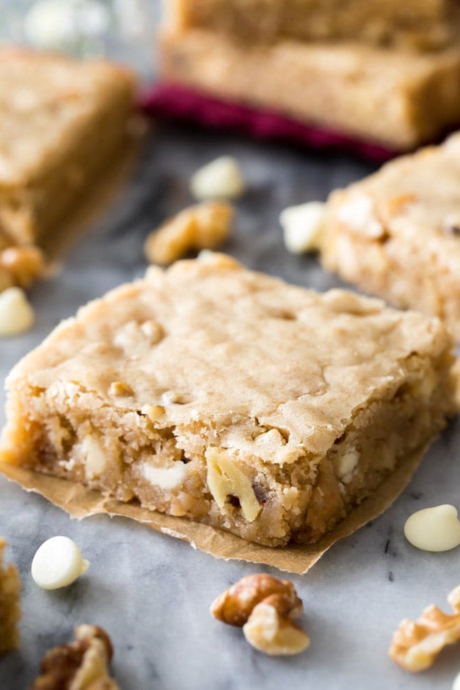 Warm chewy blondie bar