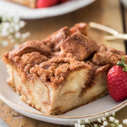 French toast casserole on plate