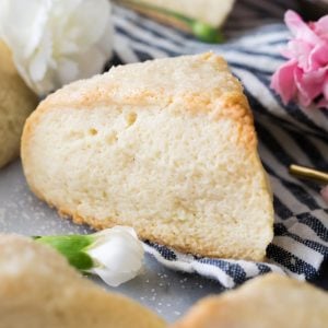 golden brown scone on marble