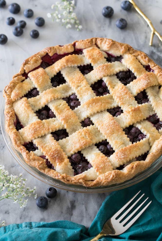 blueberry pie with lattice crust