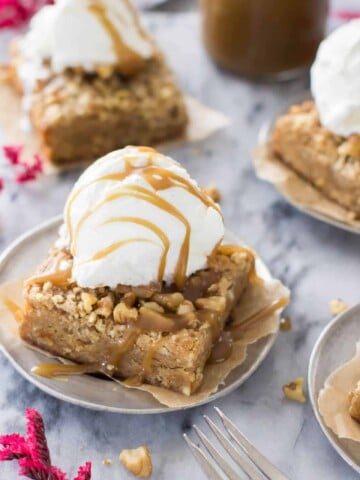 Brown butter maple bar with scoop of ice cream