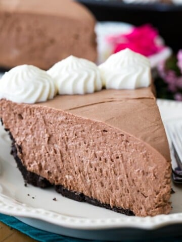 Slice of chocolate icebox pie