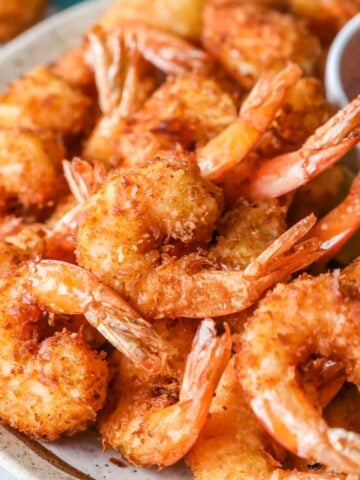 Homemade coconut shrimp on a plate.