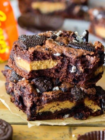 Stacked dirty brownie bars