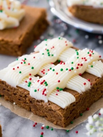 Gingerbread bar on marble surface