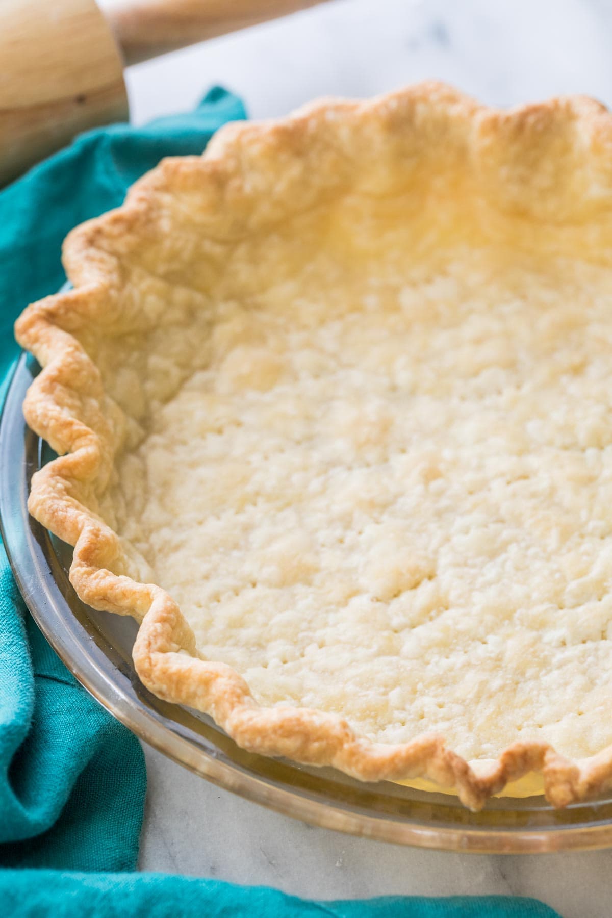 empty cooked pie shell that's been blind baked