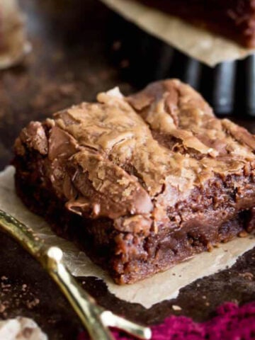 Nutella brownie on parchment.