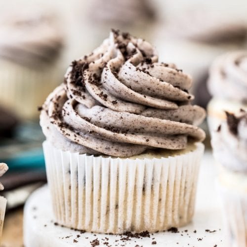 Oreo cupcake on marble