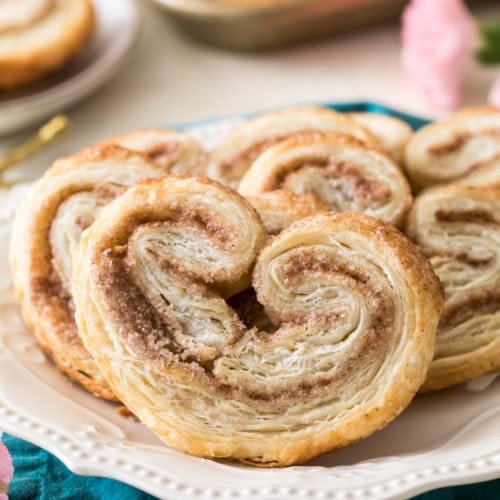 finished palmiers on white plate