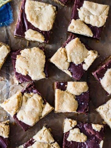 Overhead of peanut butter fudge bars