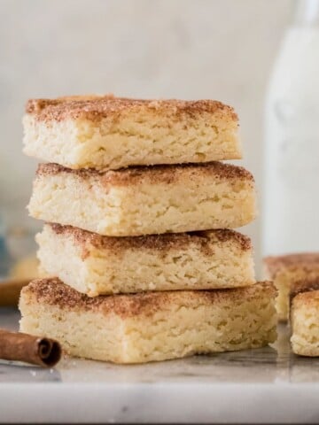 stack of snickerdoodle blondies on marble