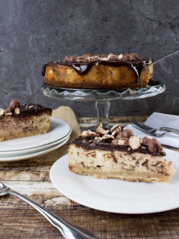 slice of malted cheesecake on plate